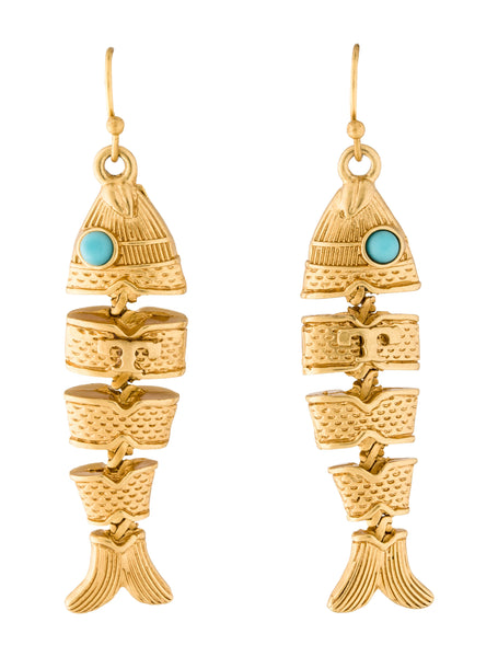 Tory Burch Gold Delicate Fish Drop Earrings
