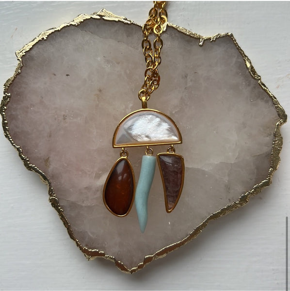 Lizzie Fortunato Mother of Pearl & Multi-Stone City of Rocks Pendant Necklace