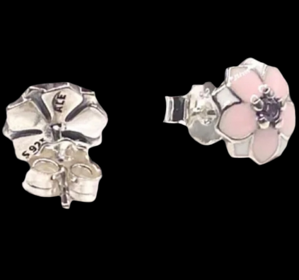 Pandora Pink Magnolia Blooms Stud CZ Earrings