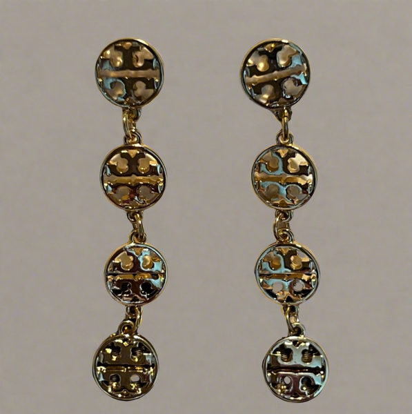 Tory Burch Gold Signature Four Logo Earrings