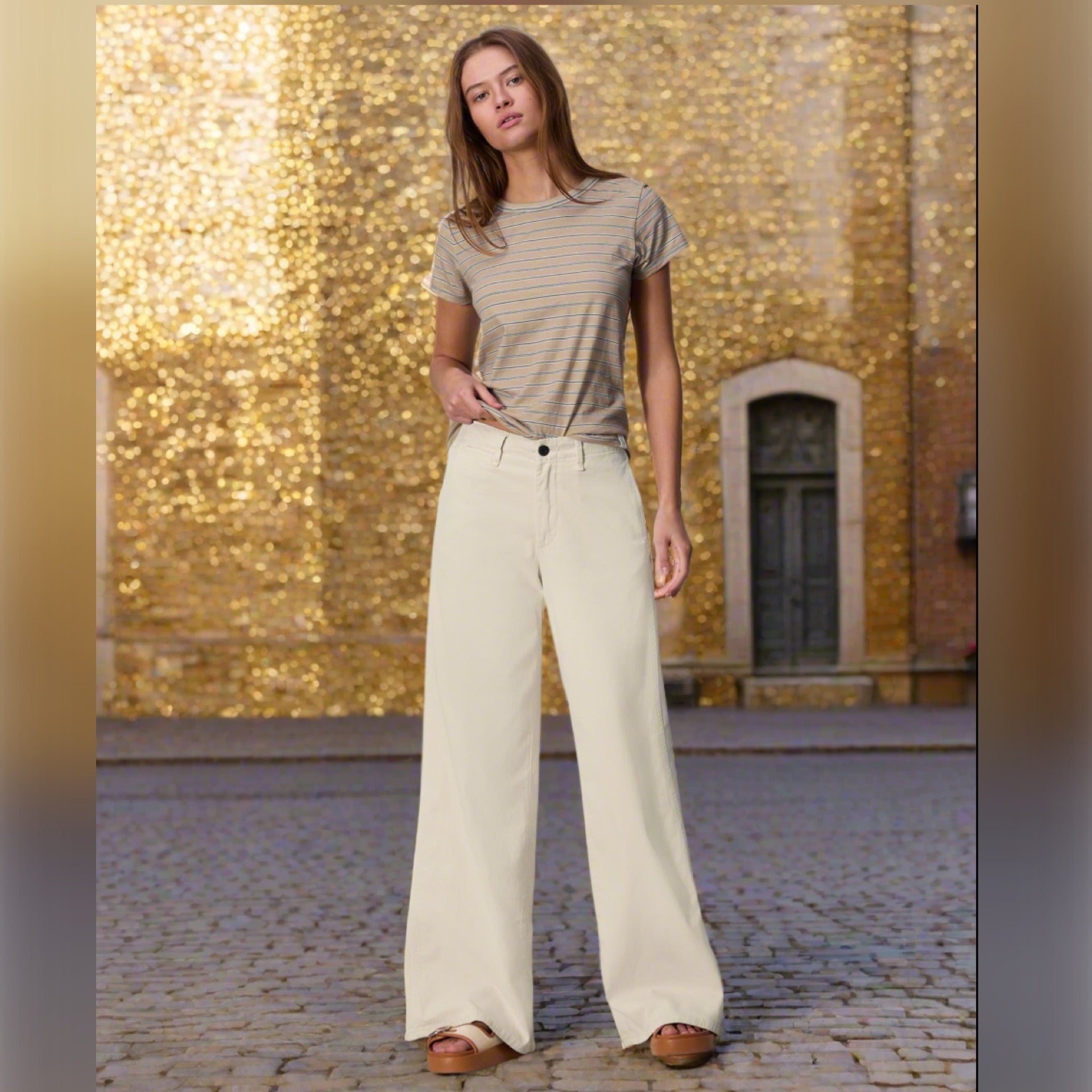 Rag & Bone Sofie Wide Leg Chino Pants Color Turtledove Size 16