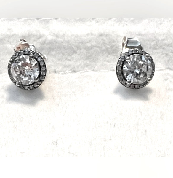 Pandora Round Sparkle Stud Earrings