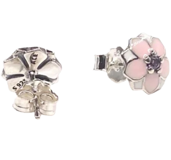 Pandora Pink Magnolia Blooms Stud CZ Earrings