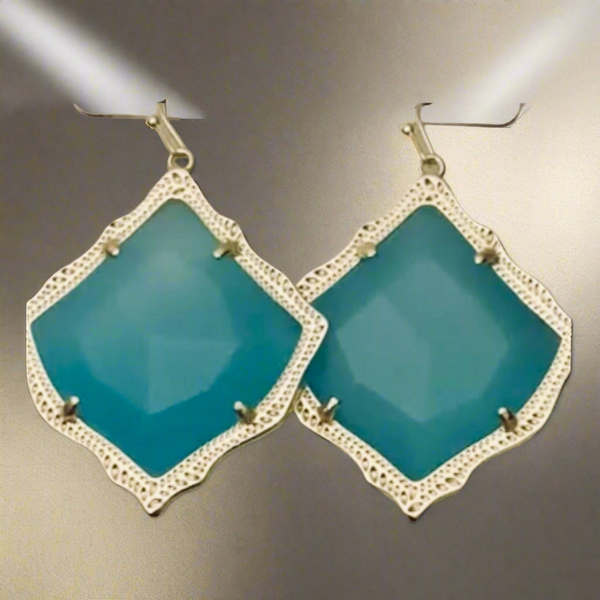 Kendra Scott Kirsten Drop Gold Glass Soft Teal Agate Earrings