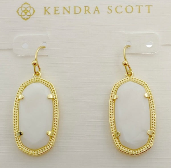 Kendra Scott Dani Gold Drop Earrings in Ivory Mother Of Pearl