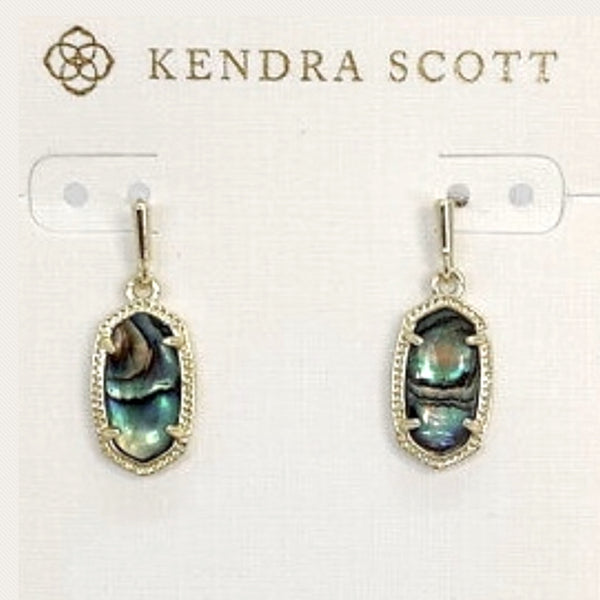 Kendra Scott Faceted Lee Drop Earrings Gold And Abalone Shell