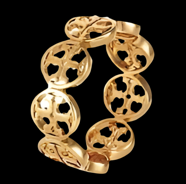 Tory Burch Gold Frozen Tory Logo Band Ring Size 6