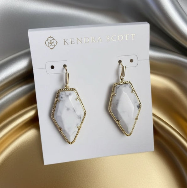 Kendra Scott Framed Tessa Gold White Howlite Drop Earrings
