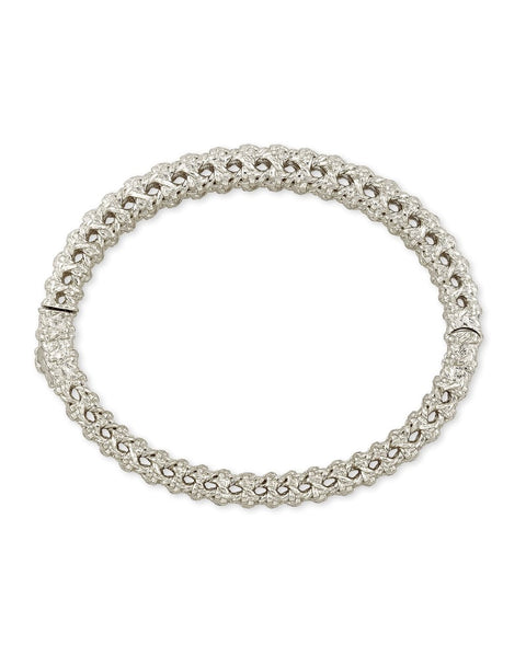 Kendra Scott Natalie Hinge Bangle Bracelet In Rhodium Plated Silver