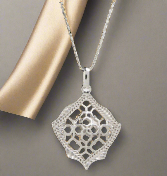 Kendra Scott Kacey Long Pendant Silver Filigree Necklace