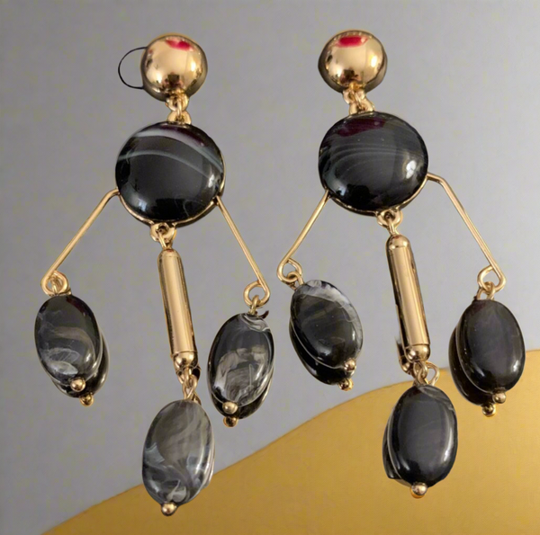 Halogen (R) Mobile Black Stones Drop Earrings