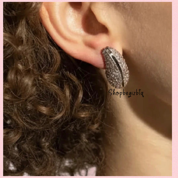 Tory Burch Crystal Embellished Wave Earrings in Silver and Vintage Rose