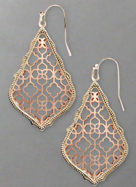 Kendra Scott Addie Rose Gold Filigree Drop Earrings