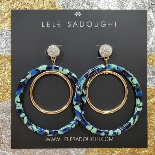 Lele Sadoughi Pave Double Hoop Earrings in Pistachio