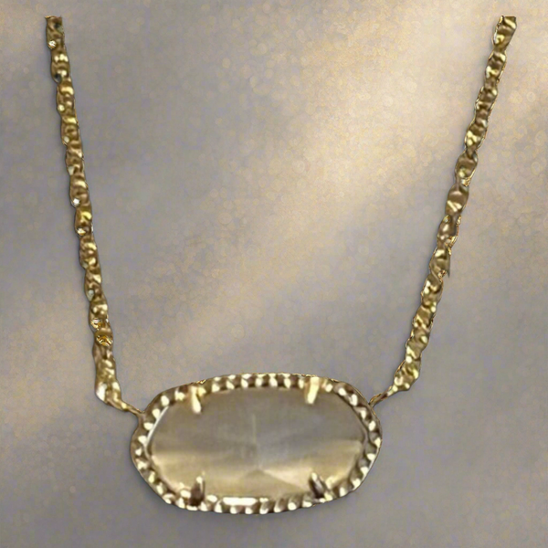 Kendra Scott Gold Pendant Necklace In Soft Clear Gray Stone