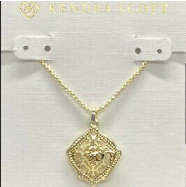 Kendra Scott Kacey Gold Long Pendant Necklace In Gold Filigree Mix