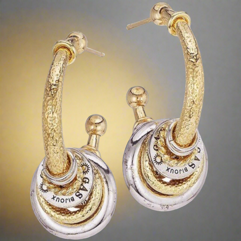 Gas Bijoux Maranzana Two Tone Gold And Silver Hoop Earrings