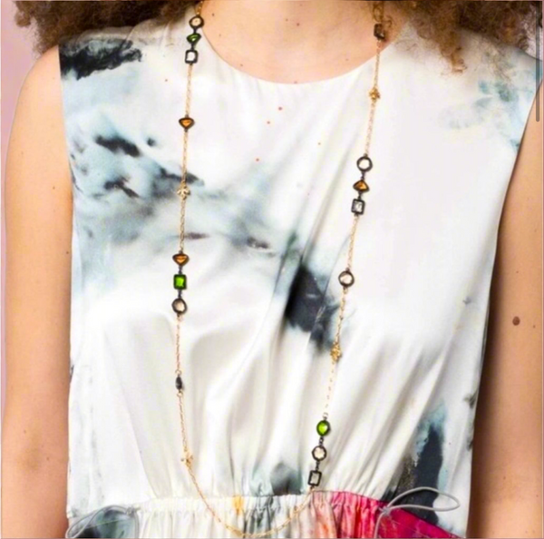 Tory Burch Roxanne Chain Necklace Black Resin & Glass