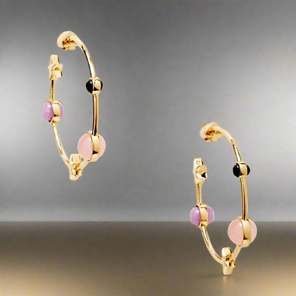 Kate Spade New York On the Rocks Hoop Earrings 12-Karat Gold Plated in Pink Multi Lilac