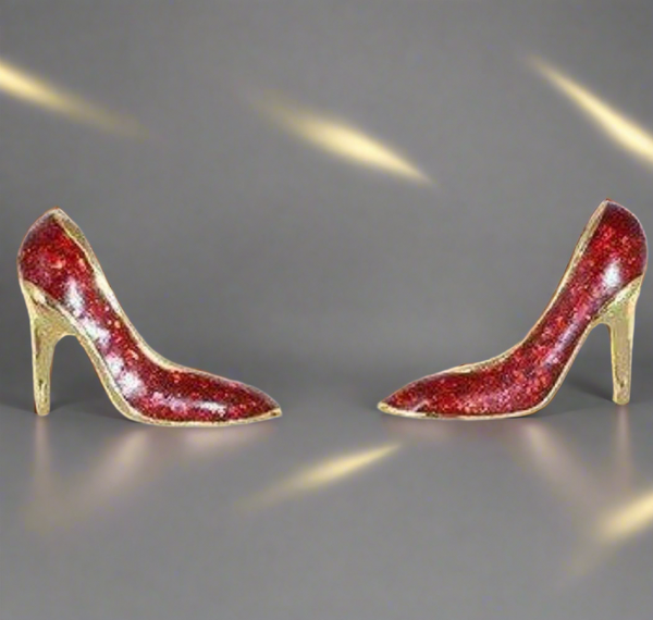 Kate Spade Red Glitter 12k Gold-Plated High Heel Shoe Stud Earrings.