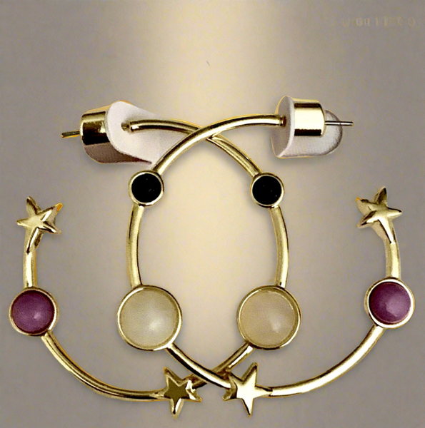 Kate Spade New York On the Rocks Hoop Earrings 12-Karat Gold Plated in Pink Multi Lilac