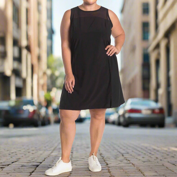 Z by Zella Balance Mesh Yoke Woven Workout Dress Black Plus Size 3X