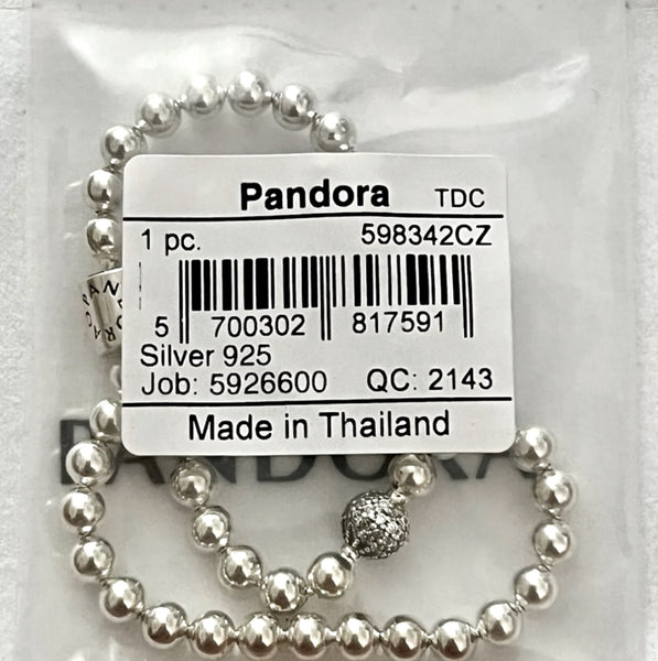 Pandora Sterling Silver Beads & Pave Bracelet With CZ Size 7.1”