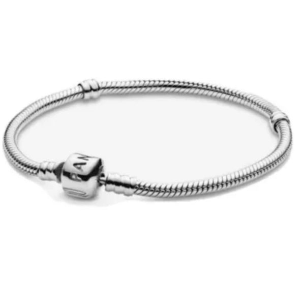 Pandora Moments Barrel Clasp Snake Chain Bracelet Size 7.5”