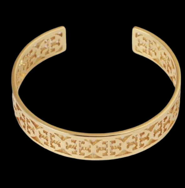 Tory Burch Gold Wide Logo Cuffs Bracelet