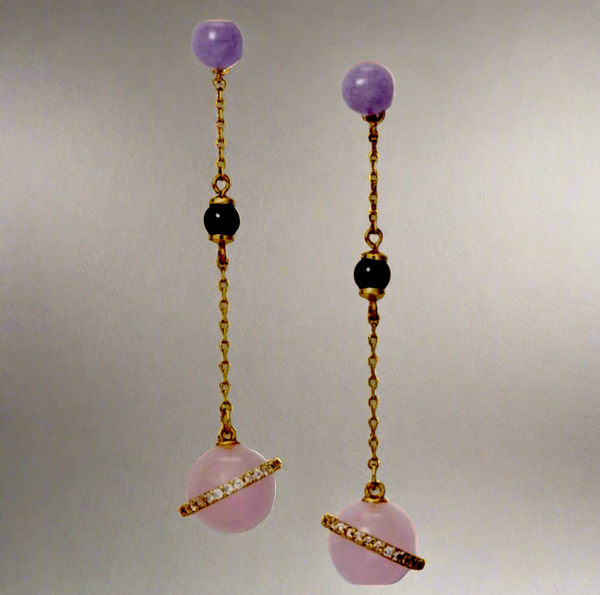 Kate Spádel New York On the Rocks Linear Drop Earrings 12-Karat Gold Plated in Pink Multi Lilac