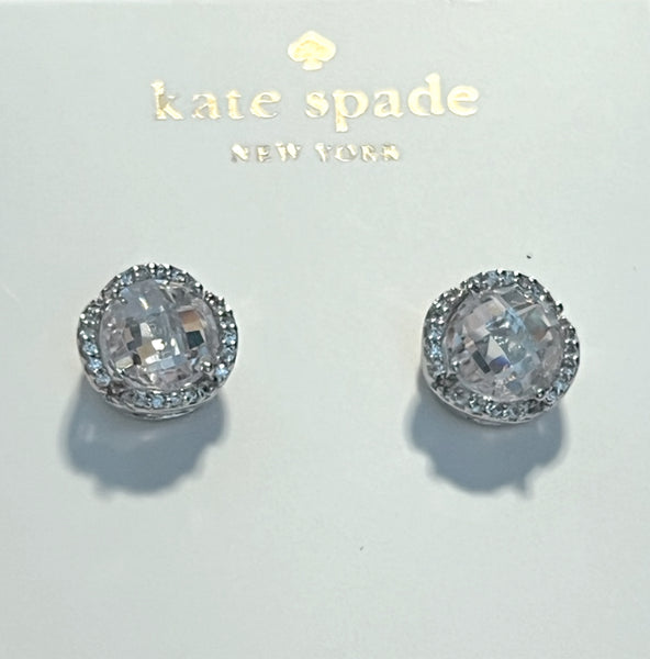 Kate Spade Pave Round Large Stud Earrings in Gold And Clear