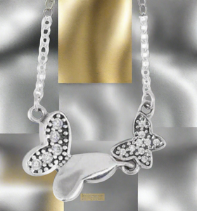 Pandora Butterfly Silver Necklace With Clear Cubic Zirconia