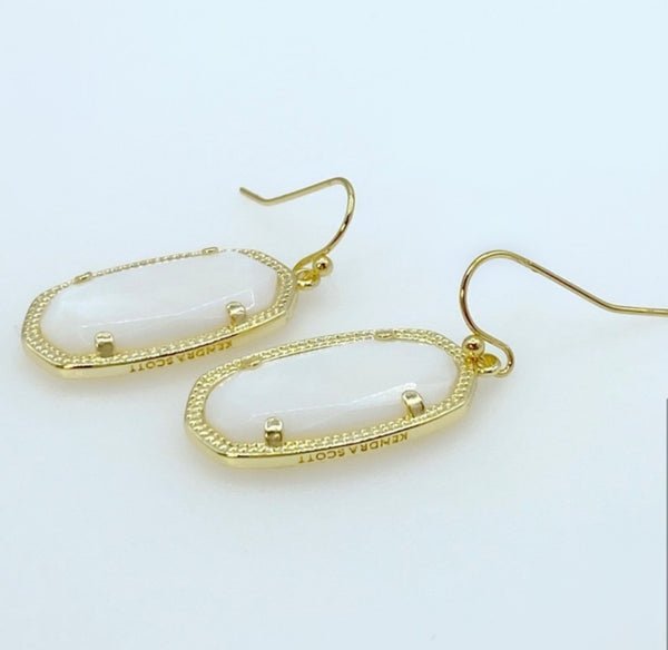 Kendra Scott Dani Gold Drop Earrings in Ivory Mother Of Pearl