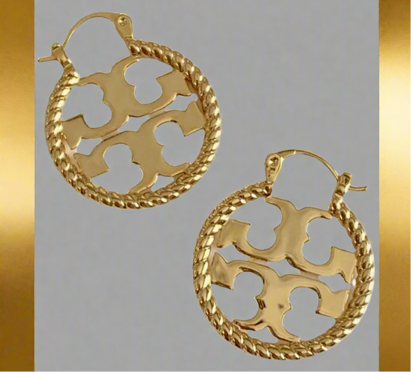 Tory Burch Rope Miller Smaller Hoop In Twisted Rope Frame Earrings