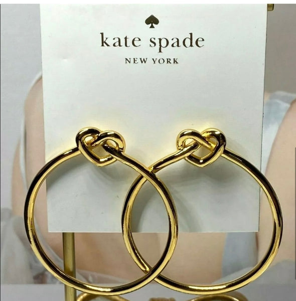 Kate spade Gold Love Me Knot Heart Hoop Earrings