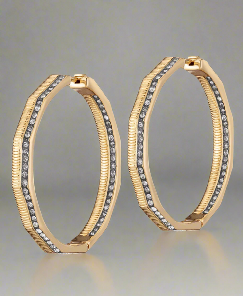 Demarson Brooke 12K Gold-Plate & Crystal Hoop Earrings