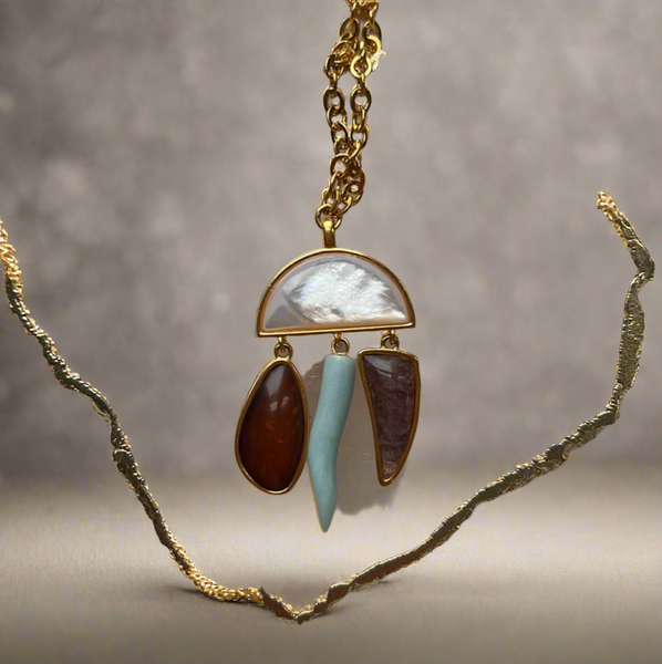 Lizzie Fortunato Mother of Pearl & Multi-Stone City of Rocks Pendant Necklace