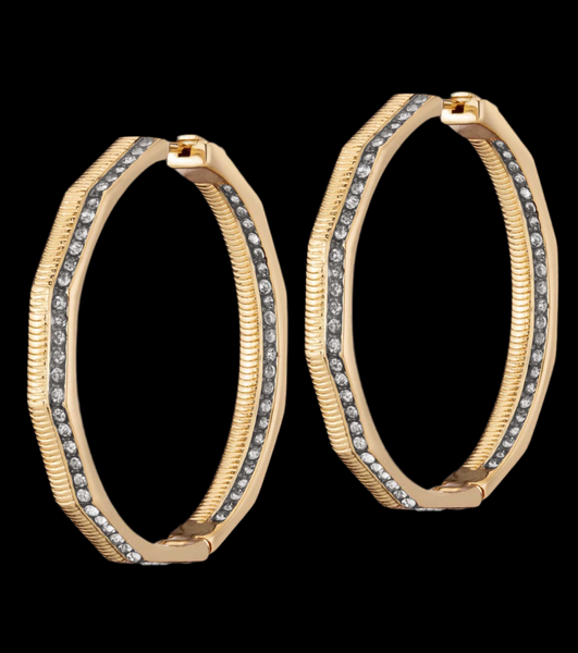 Demarson Brooke 12K Gold-Plate & Crystal Hoop Earrings