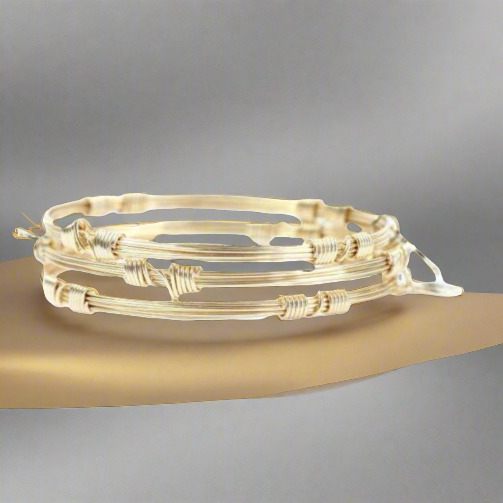 Bourbon And Boweties Bangle Bracelet Stackers Set of 3 Gold Plated Brass-Standard & Large Size