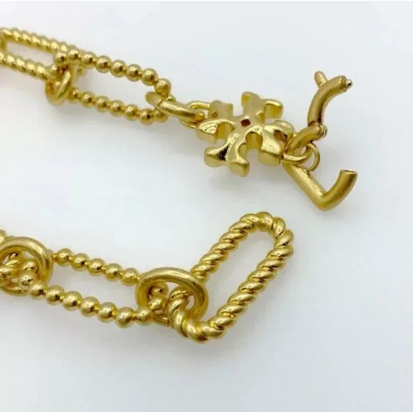 Tory Burch Gold Plated Roxanne Double-T
Rope Chain Bracelet