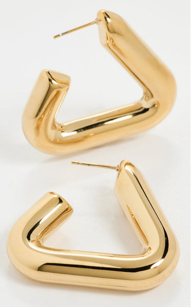 Brinker + Eliza Goldie 24K Gold Plated Triangular Hoops Earrings