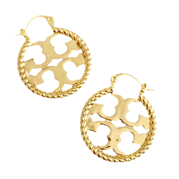 Tory Burch Rope Miller Smaller Hoop In Twisted Rope Frame Earrings