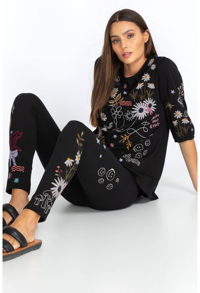 Johnny Was Soho Black Print Leggings X-Large