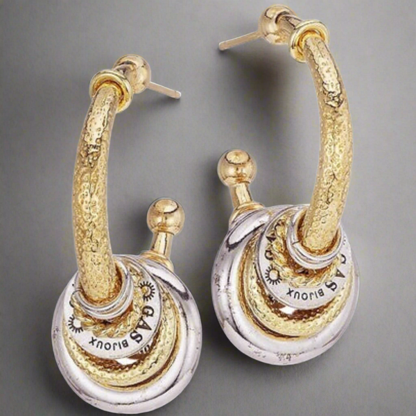 Gas Bijoux Maranzana Two Tone Gold And Silver Hoop Earrings