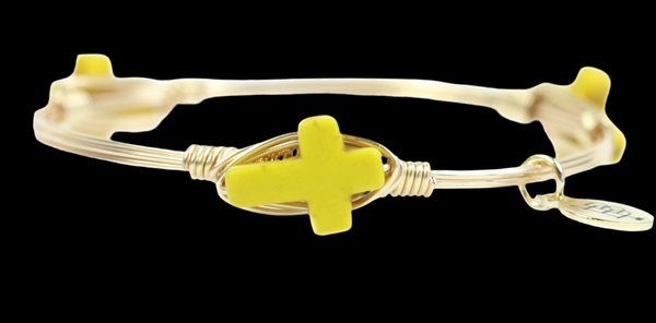 Bourbon And Boweties Bangle Bracelet The Lorena Yellow Cross Standard & Large Size