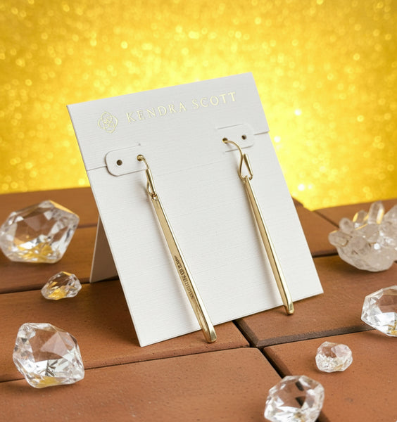 Kendra Scott Melissa Dangle Earrings in Shiny Gold with Sparkle Crystals