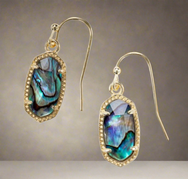 Kendra Scott Faceted Lee Drop Earrings Gold And Abalone Shell