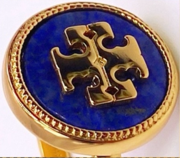 Tory Burch Gold and Blue Lapis Lazuli Ring Size 7