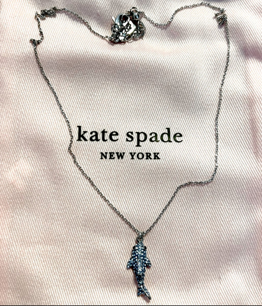 Kate Spade Un-Symmetry Blue Cz Shark Blue Whale Dolphin Sliver Necklace