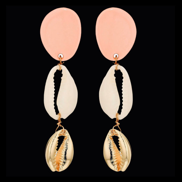 Shashi Neptune Gold And Enamel Cowry Shell Lineal Sophia Earrimes